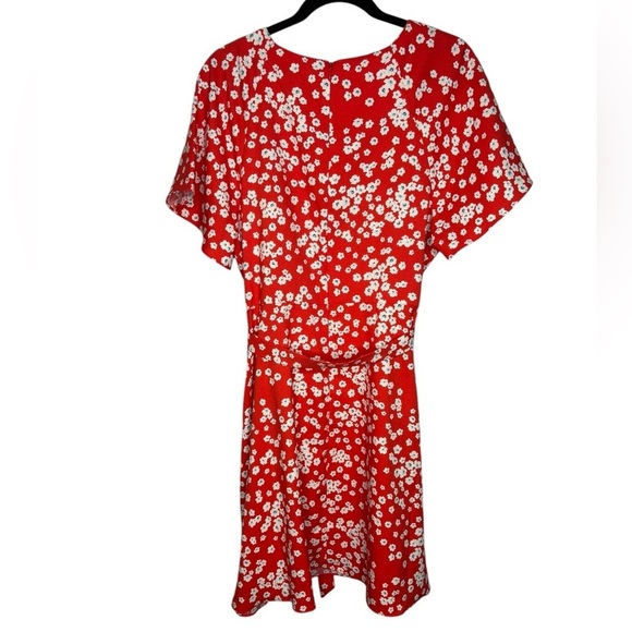 Banana Republic Red Floral Short Flutter Sleeve Mini Dress Size 14 - Picture 6 of 12